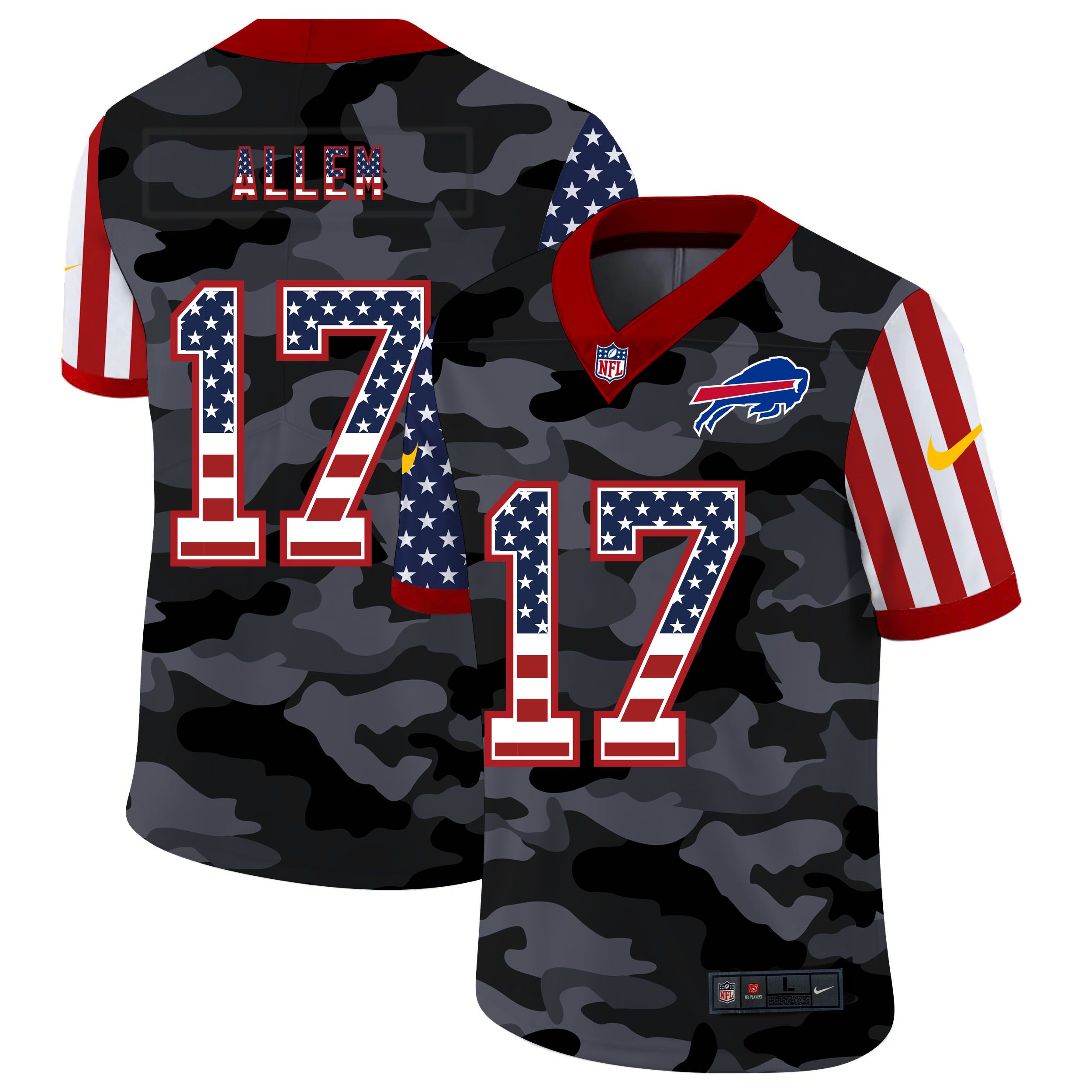 Men Buffalo Bills #17 Allen 2020 Nike Camo USA Salute to Service Limited NFL Jerseys->atlanta falcons->NFL Jersey